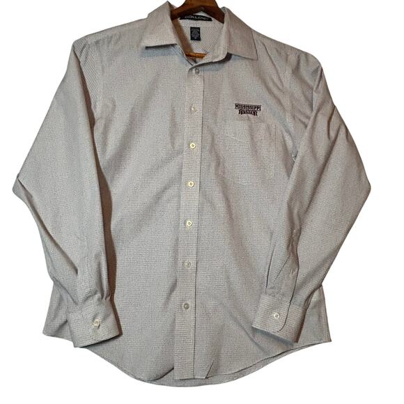 Devon & Jones Mens Size M Mississippi State Button Down Cotton Blend Checked - Picture 1 of 8